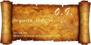 Orgonik Irén névjegykártya